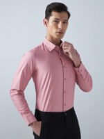 Satin Lycra Salmon Pink Formal Men’s Shirt