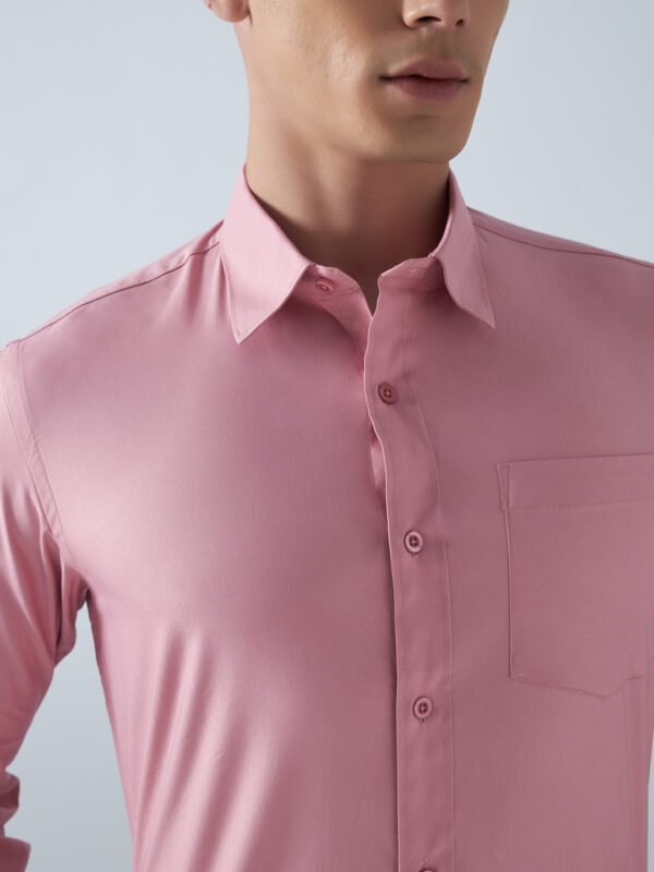 Satin Lycra Salmon Pink Formal Men’s Shirt