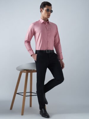 Satin Lycra Salmon Pink Formal Men’s Shirt