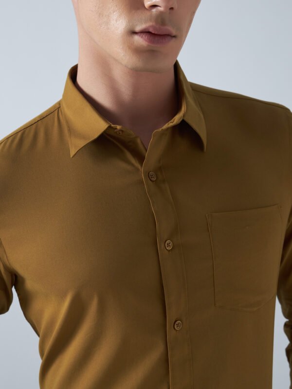 Xotic Plain Gotham Khaki Lycra Men’s Formal Shirt