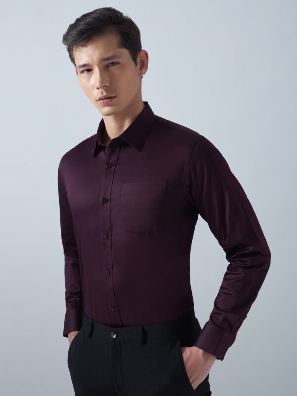 Satin Lycra Wine Formal Men’s Shirt