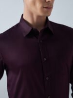 Satin Lycra Wine Formal Men’s Shirt