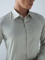 Satin Lycra Desert Sage Formal Men’s Shirt