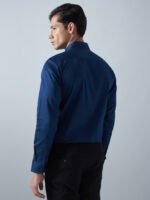 Satin Lycra Navy Blue Formal Men’s Shirt