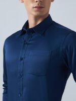 Satin Lycra Navy Blue Formal Men’s Shirt