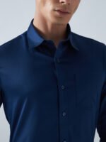 Satin Lycra Navy Blue Formal Men’s Shirt