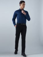 Satin Lycra Navy Blue Formal Men’s Shirt