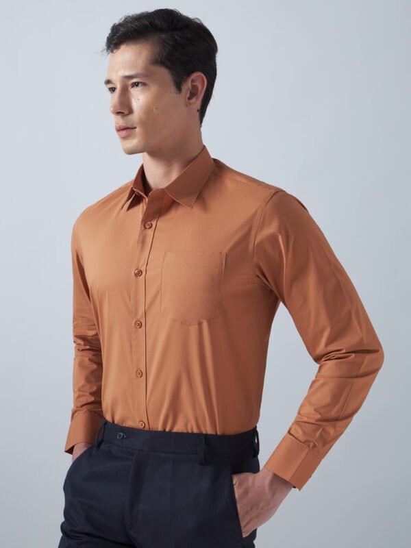 Xotic Plain Rust Lycra Men’s Formal Shirt