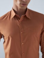 Xotic Plain Rust Lycra Men’s Formal Shirt