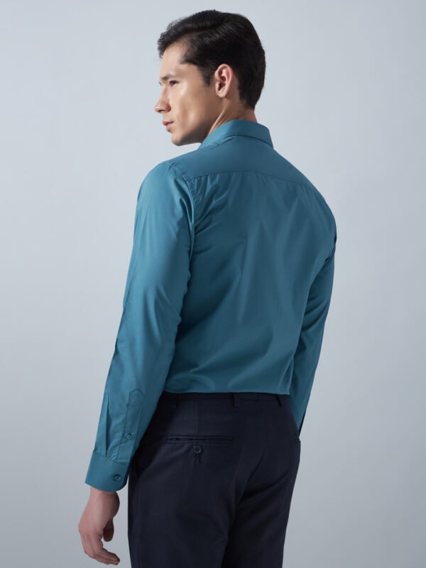 Xotic Plain Teal Blue Lycra Men’s Formal Shirt