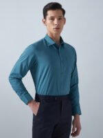 Xotic Plain Teal Blue Lycra Men’s Formal Shirt