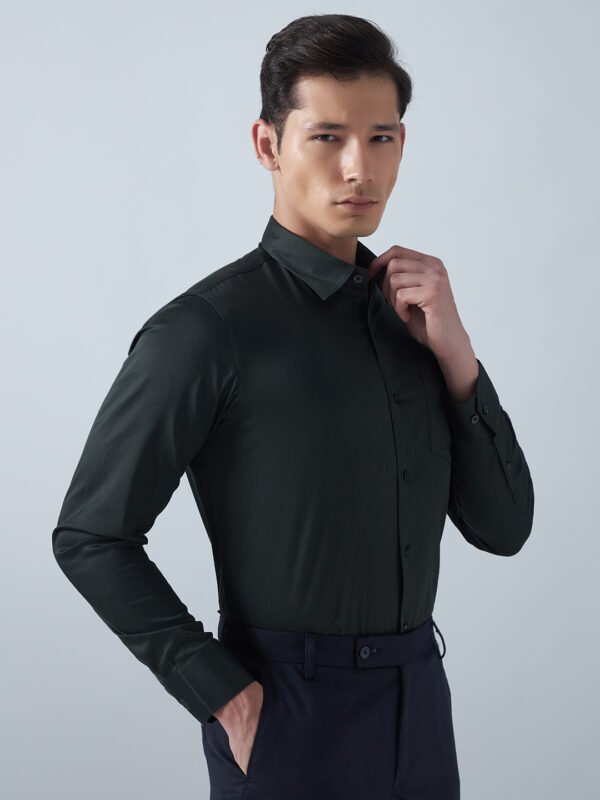 Satin Lycra Dark Green Formal Men’s Shirt