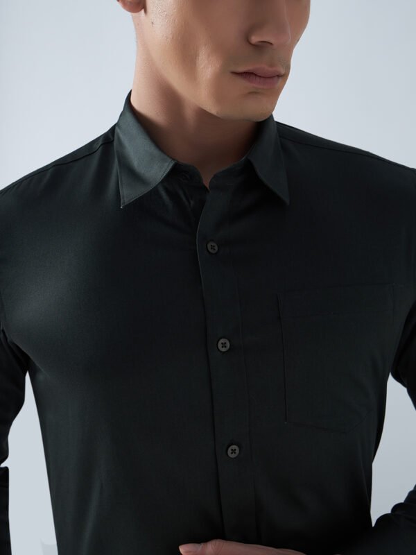 Satin Lycra Dark Green Formal Men’s Shirt