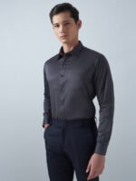 Satin Lycra Grey Formal Men’s Shirt