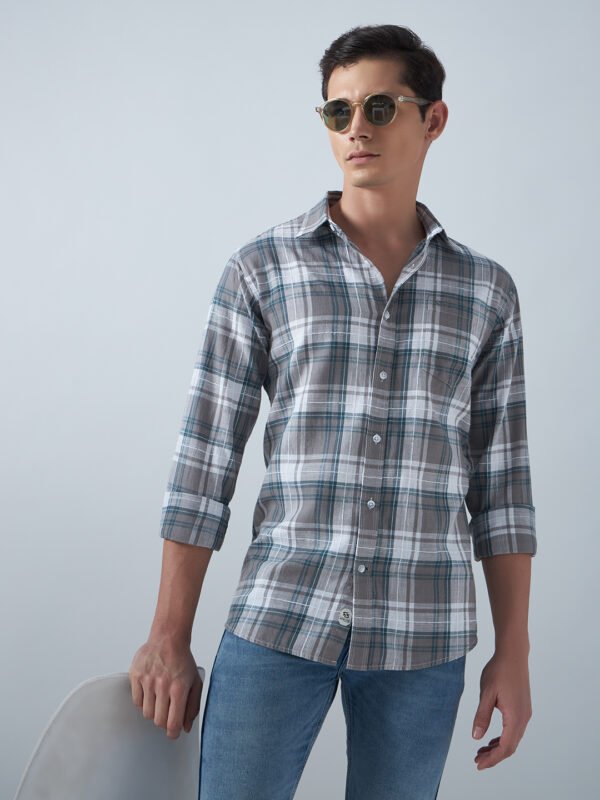 Rocky Casual Grey Checked Men's Shirt