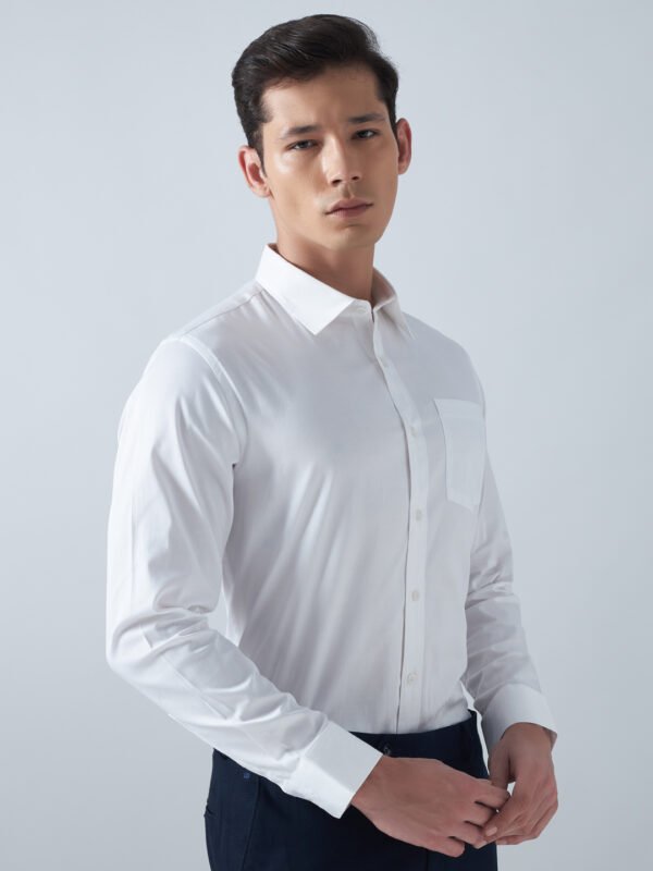 Satin Lycra White Formal Men’s Shirt