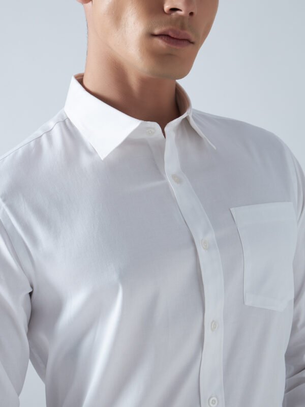 Satin Lycra White Formal Men’s Shirt