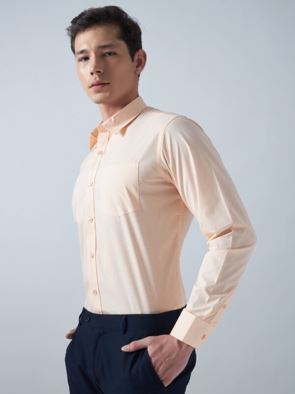 Xotic Plain Peach Lycra Men’s Formal Shirt