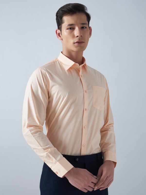 Xotic Plain Peach Lycra Men’s Formal Shirt