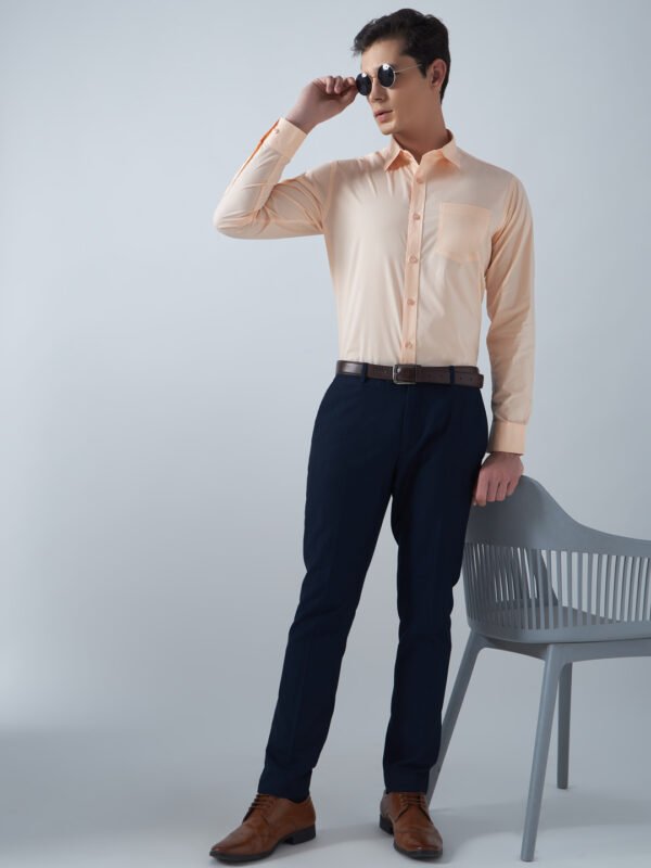 Xotic Plain Peach Lycra Men’s Formal Shirt