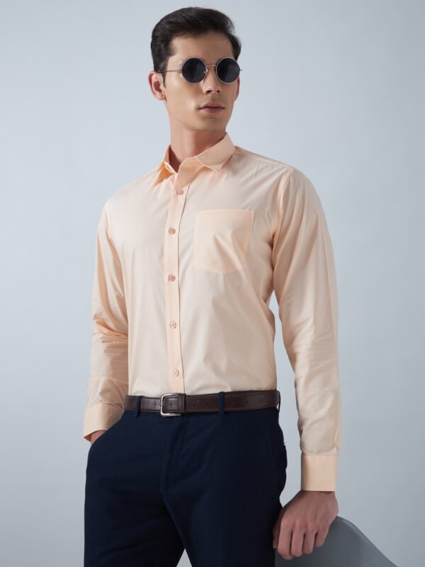 Xotic Plain Peach Lycra Men’s Formal Shirt